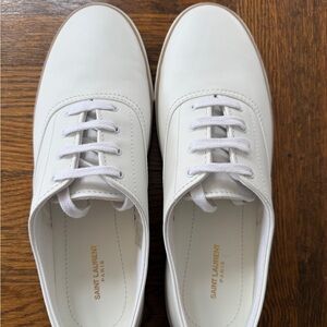 Saint Laurent Feliz LT White Leather Sneakers - Brand New